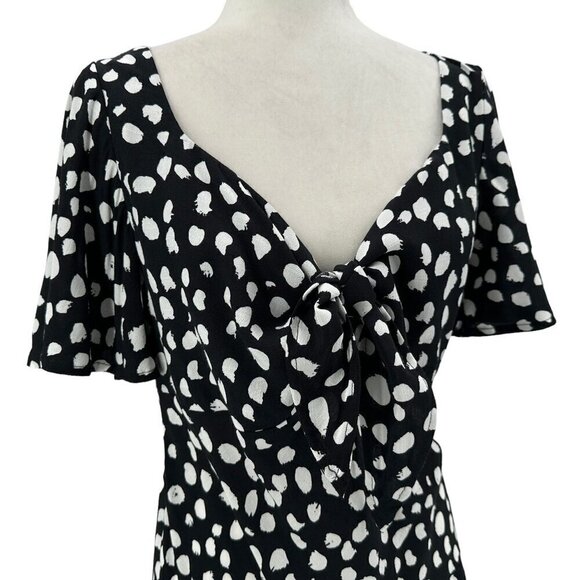 NWT Loft Polka Dot Black White Flutter Sleeve Short Dress Womens Small - Picture 2 of 7